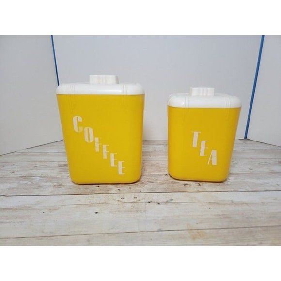 Vintage Yellow Canisters Tea and Coffee Rona Plastic Corp. NY, NY - Picture 6 of 12